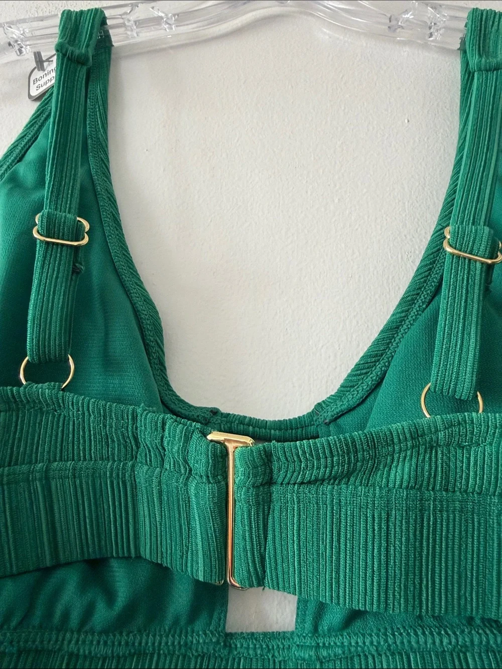 Emerald Green Strappy Lattice Time and Tru Ribbed Bikini Set Size M 8-10 NWT